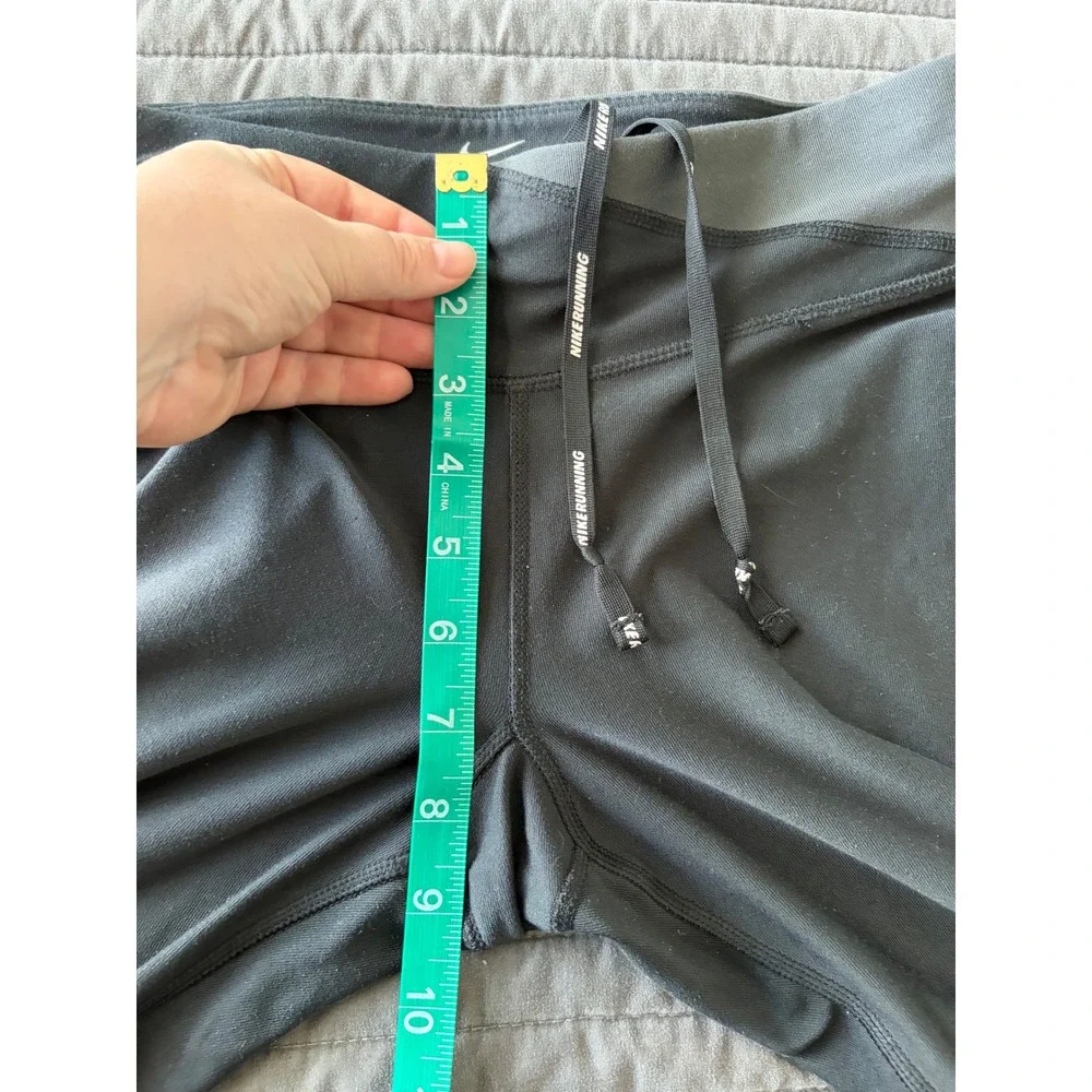 Nike Dri-FIT Running Leggings Womens XS Black Grey Crop Capri Reflective Pocket